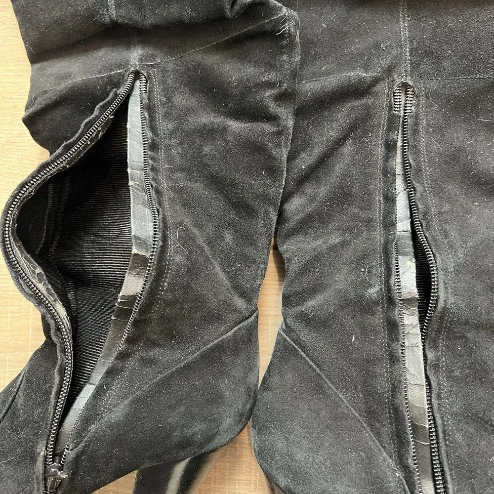 JESSICA SIMPSON Tulip Cuffed Over the Knee High Boots Black Suede Size 7.5B‎